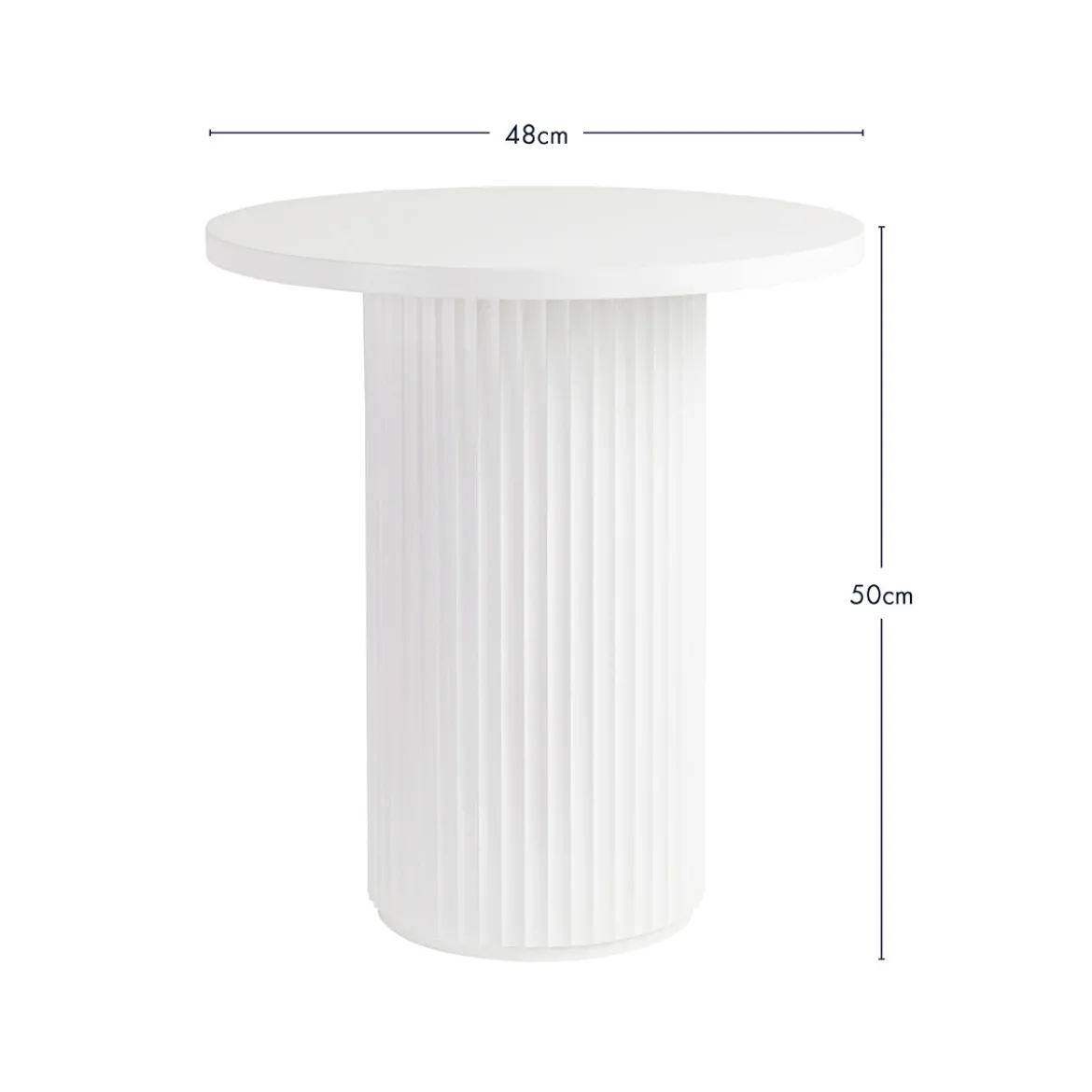 Tully White Fluted Side Table