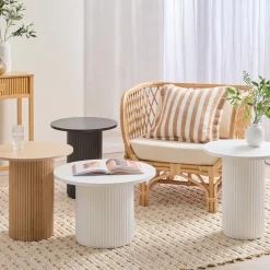Tully White Fluted Side Table