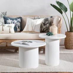 Tully White Fluted Side Table