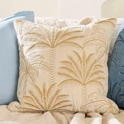 Verra Palm Velvet Embroidered Cushion