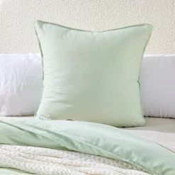 Washed Linen Look Matcha Green European Pillowcase