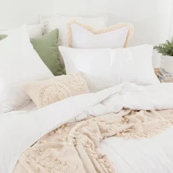 Washed Linen Look White European Pillowcase