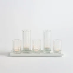 Wilder White Candle Holder on Tray